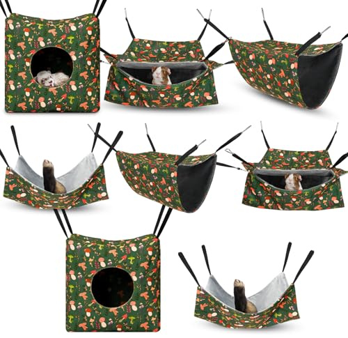 Geelin 8 Pcs Rat Hammock Bed Rat Accessories for Cage Ferret Hammock Bed Hideout Guinea Pig Hanging Tunnel Glider Toy for Small Animals Hamster Chinchilla Sugar Squirrel