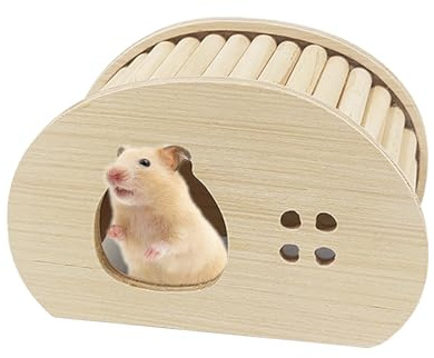 Wooden Egg-Shaped Hamster House, Natural Wooden Hideout with Air Vents and Entrance Hole for Syrian Dwarf Hamsters Gerbils Mice, Small Animal Cage Habitat Decor