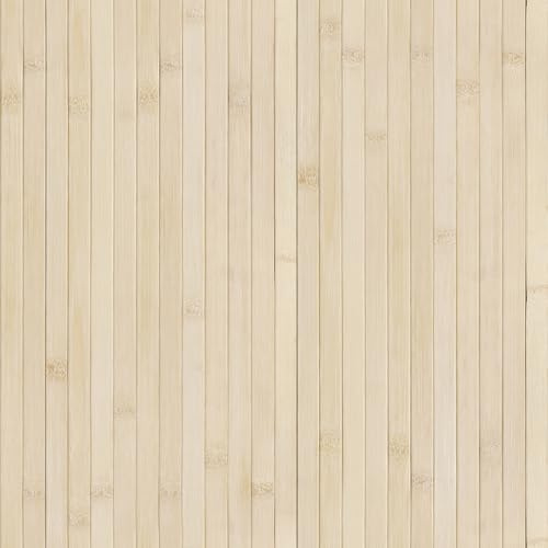 Qianglive Bamboo Wallpaper Peel and Stick - 17.3”x120” Realistic Wood Slat Texture, Self-Adhesive Vinyl for Accent Wall, Bathroom, Spa Room, Natural Decor, Waterproof & Easy Install Beige