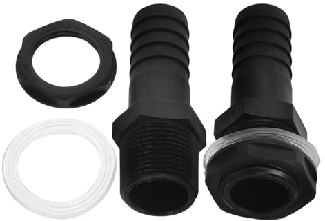 ANDRESLAD Adaptador de Conector para Tanque de Agua 2 Piezas, Accesorio de Mamparo Plástico Rosca Externa para Manguera de Jardín, Conector para Barriles de Lluvia y Sistema Hidráulico