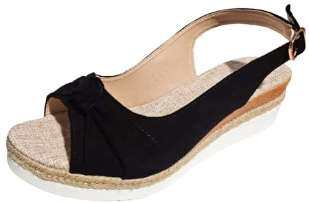 Kilsandaletter, dam, platå, sandaler, damer, eleganta sommarsandaletter med rosett, espadriller, sommarsandaler, strandsandaler, peep toe, pantolett, kilklack, fritidsskor, sommar, kvällsskor