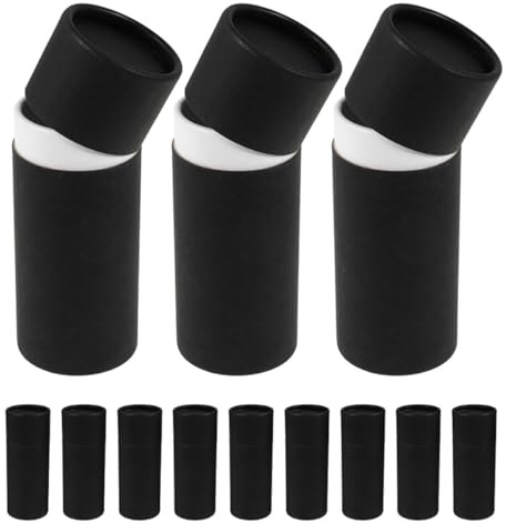 TEHAUX 12pcs Paper Cylinder Packing Boxes for 30ml Bottles, round Black Paper Storage Tubes with Elegant Design, Protective Packaging for Office and Home Use