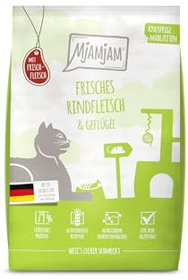 MjAMjAM - Pienso seco Premium para Gatos - Comidas crujientes - Carne de Vacuno Fresca y Ave, Pack de 1 (1 x 1,5 kg), sin Cereales