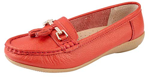 Jo & Joe Ladies LR Nautical Loafer Flatform Shoes Orange UK 6