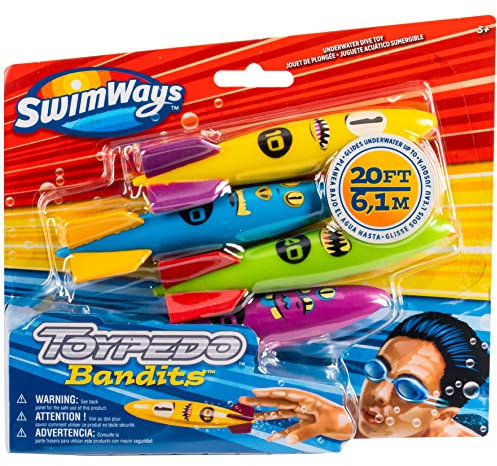 SwimWays ToyPedo Bandits, 4 Torpedos, Tauchspielzeug für Kinder ab 5 Jahren