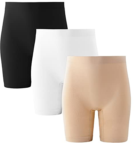 INNERSY Pantalones Cortos Mujer Debajo la Falda, XXL, Nergo+Blanco+Beige
