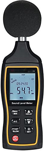 XIXIDIAN Lector de Nivel de Sonido de medidor de Decibel 30-130 db (a),Medidor de Ruido de Sonido de Mano con Alarma de luz de Fondo,medidor de Ruido Digital Decibel Monitoring Tester
