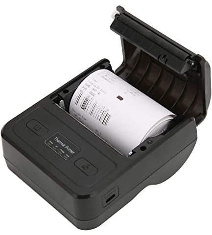 MTP-4B Thermo Etikettendrucker 80mm, Tragbarer Bluetooth Belegdrucker, 203 DPI, 50 Bis 80 Mm/s Hochgeschwindigkeits Ticketdrucker für Kleine Geschäftsrestaurants(Schwarz)