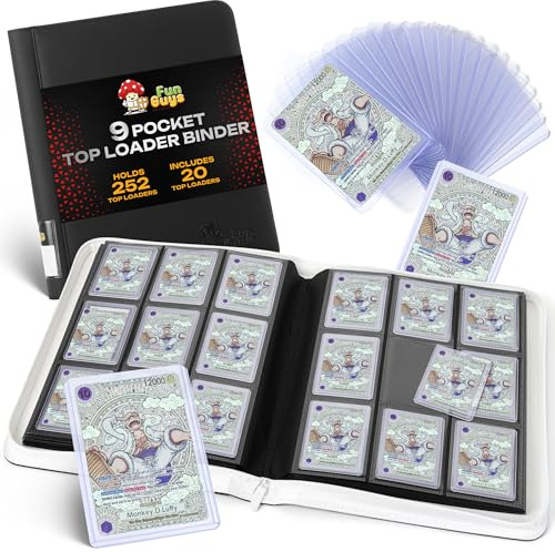 FunGuys Toploader Binder, Trading Card Binder Storage, 252 9 Pocket Top Loader Binder, Card Collection for Yugioh, MTG, TCG, Pokemon Card Folders