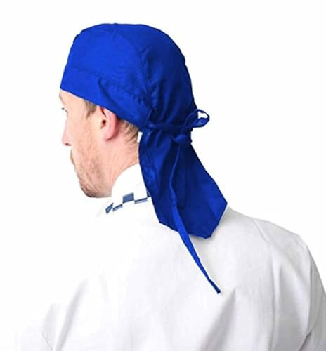 IBEX Lot de 5 chapeaux de cuisine bandana pour cuisinier, chef, serveur, travail professionnel, bleu marine, Taille unique