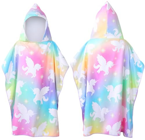 dusaniyali Badeponcho Kinder, Handtuch Mit Kapuze Einhorn kleines, Badehandtuch Kinder Badeponcho 75 * 150cm, Badetuch Kinder für Strand Handtuch Poncho Kinder Schwimmbad Mädchen