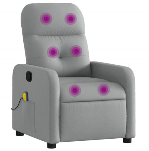 vidaXL Poltrona Massaggiante Reclinabile Grigio Chiaro in Tessuto