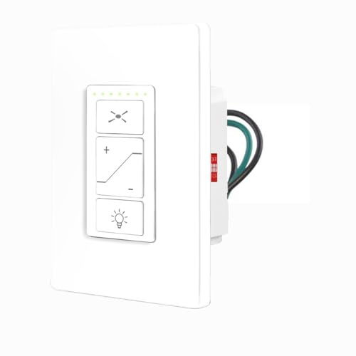 53T Universal Ceiling Fan Wall Remote Control, 3 Speed, Light Dimmer,Dip Switch Compatible with Hampton Bay Harbor Breeze Hunter(Wall Control(no Included Receiver))