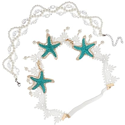 Healeved 2pièces Collier et Bandeau Style Étoile de Mer Parure de Bijoux Femme Accessoires pour Cheveux Plage