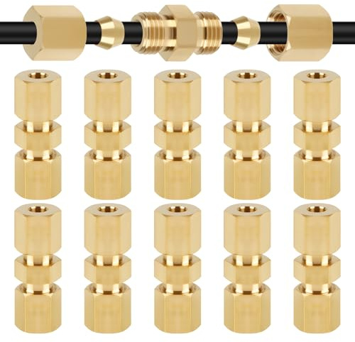 Connettore Linea Freno 4,75 mm, 3/16 Set da 10 Adattatori per Tubo Freno, Raccordo Freno in Rame Nichelato per Riparazione Linea Freno Veicolo, Kit di Raccordi per Tubi Freno Universale