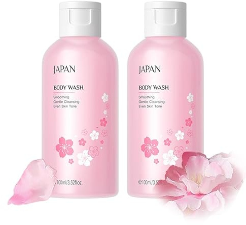 Sakura Lot de 2 gels douche en mousse 100 ml, hydratation de la peau, mousse douce pour la peau, parfum doux et durable