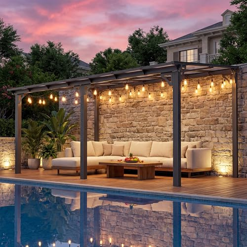 Airwire 10x14 FT Lean to Gazebo, Pergolas and Gazebos Clearance, Awnings for Patio Covers for Shade and Rain Outdoor Gazebo for Patios,Decks,Backyard