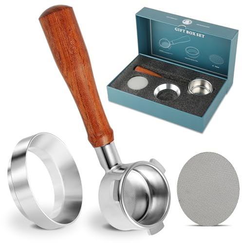 ISHEWUDU Bottomless Portafilter 54mm with Dual Puck Screen Compatible with Sage Breville Barista Series and Dosing Funnel Fits Barista Express Includes Triple Basket Gift Box Packaging for Home Barist