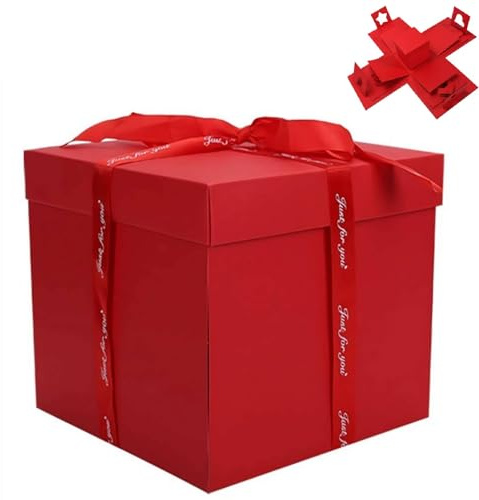DIY Explosion Gift Box,5-Layer Explosion Gift Box,DIY Anniversary Snack Surprise with Empty E-xplosion B-ox,Scrapbooking B-ox,Multi Layer D-IY Photos G-ift for Anniversary,Birthday,Valentine's Day