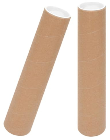 PACKOVE Tubos de Envío de Documentos y Almacenamiento de Pósteres, 2 Pulgadas X 15 Pulgadas, Cartón Resistente Tapas Incluidas, Pack de 2 Unidades para Transporte Seguro y Almacenamiento