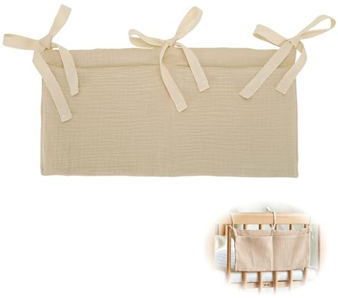 wilcractk Organizador Colgante para Cuna de Bebé, Organizador 2 en 1 para Habitación Infantil, Bolsillo para Cuna y Bolsa de Juguetes, Bolsas de Almacenamiento para Camas, para Pañales y Juguetes