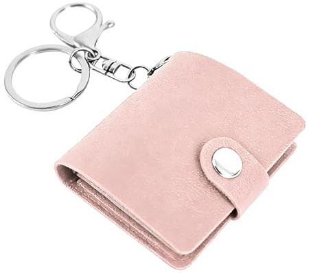 Mini Porte-clés Photo, Porte-clés Album Photo Mini en Cuir Personnalisé pour Souvenirs Familiaux et Cadeaux, Petit Livre d'Images DIY（Rose）