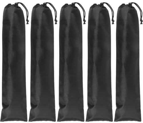 DIYEAH Bolsa de Almacenamiento para Varillas de Tienda de Campaña Negra, Resistente al Desgaste, Gran Capacidad, 5 Unidades para Uso al Aire Libre y Cañas de Pescar