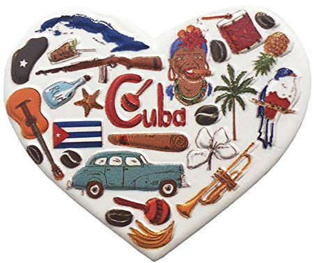 3D Cuba Heart-Shaped Refrigerator Magnet Tourist Souvenirs Resin Magnetic Stickers Fridge Magnet Home & Kitchen Decoration from China (Cuba)