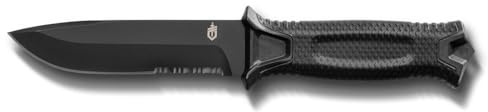 Gerber Messer mit Teilwellenschliff und Holster, Klingenlänge: 12,2 cm, Strongarm Fixed Blade Survival Knife, Schwarz, 31-003648