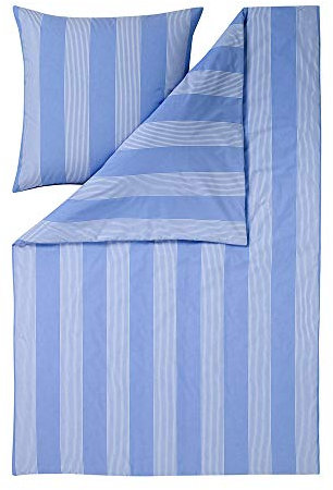 ESTELLA Biancheria da letto Niels | Blu | 200 x 220 + 2 x 80 cm | Leggera batista makò | Biancheria da letto estiva delicata sulla pelle | resistente all'asciugatrice | 100% cotone