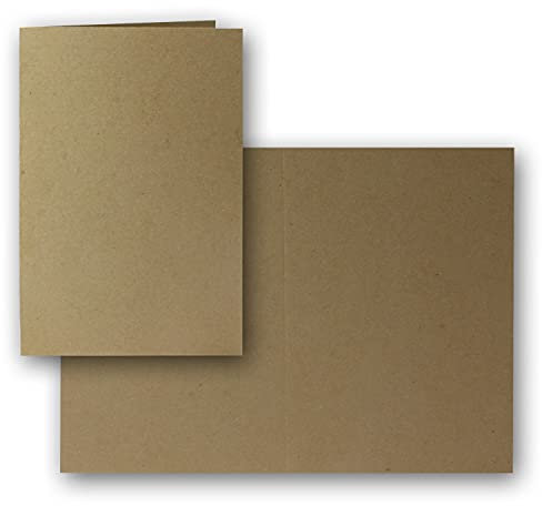 FarbenFroh by GUSTAV NEUSER 50x Vintage Kraftpapier Falt-Karten DIN B6-120 x 169 mm - Braun - Recycling - 240 g/m² blanko Klapp-Karten