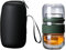 Luxshiny Glass Teapot and Mug Travel Tea Set Includes Teapot and Teacups, Portable Glass Tea Set with Carrying Case Green, Ideal for Black/Green/Herbal, Outdoor & Gifts(480ml)