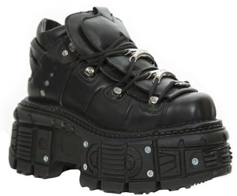 New Rock Botines Unisex M-TANK106-C2 de 100% Cuero Genuino Negro con Plataforma Punk Gótico a la Moda 6