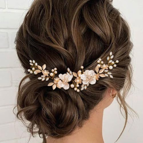 EARENT Gold Hair Accessories Gold Bridal Hair Piece Wedding Hair Vine for Women