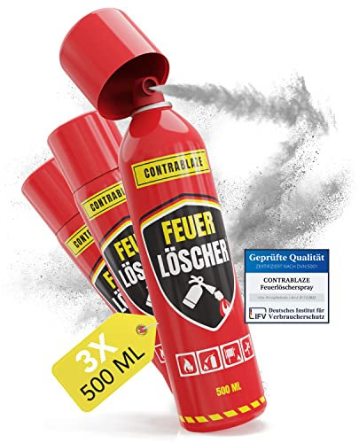 Löschspray 3er Set - je 500ml - für mehr Sicherheit im Alltag - Idealer Fettbrandlöscher für die Küche - Perfekt geeignet als Feuerlöscher Auto - Sofort & sicher einsatzbereit (3 Stück)