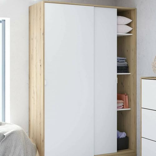 Dmora Guardaroba 2 Ante Waterbury 50x200h cm Marrone Rovere Nodi Appendiabiti 3 Ripiani, Armadio Camera da Letto 2 Ante