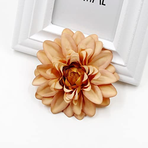 BONOOL Flor Artificial Dalia Crisantemo Tocado Decoración DIY Flor Artesanía Flor Falsa (Color: Gris, Tamaño: 10 Piezas)