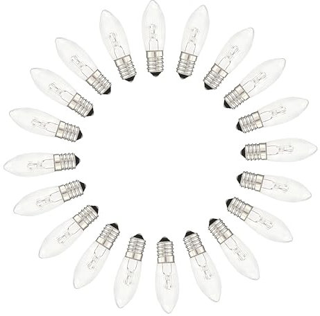 MeetUs 20 Stück Spitzkerze E10 3W 2700K Ersatzbirnen Glühbirnen Topkerze für Lichterkette und Schwippbögen,Warmweiss (12V)