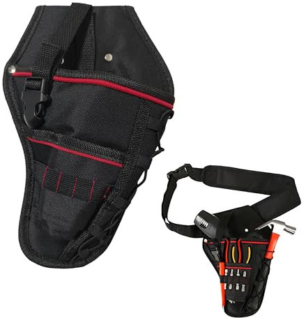 Copechilla Bolsas de Herramientas de Taladro Atornillador electrico con Correas Bolsas de Herramientas Negra para Taladro y Taladro eléctrico,Tejido Oxford Engrosado Duradero y Robusto,Vario Bolsillo