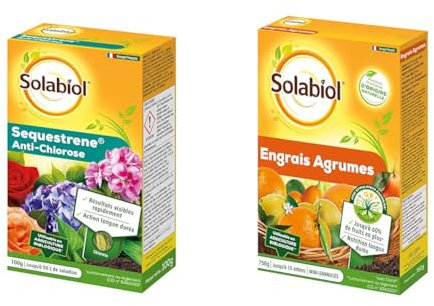 SOLABIOL Sequestrene Antichlorose - 100 G - Résultats Visibles Rapidement - Action Longue durée & Engrais Agrumes, 750g, Utilisable en Agriculture Biologique, SOAGY750