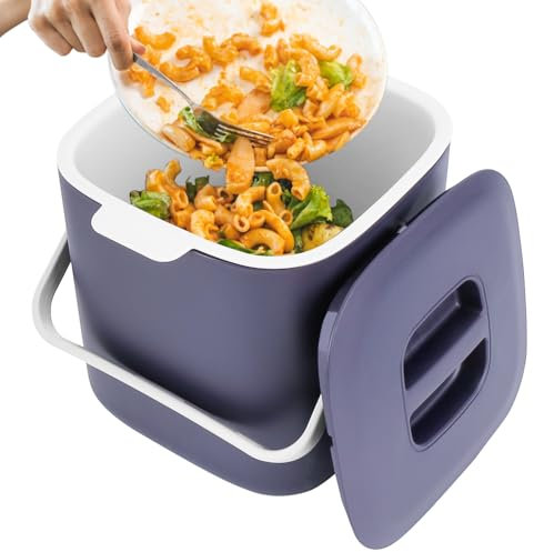Biomülleimer Küche, 4L Biomülleimer Küche für alltäglichen Biomüll, Bio Mülleimer mit Deckel, Geruchsdicht, Herausnehmbarer Inneneinsatz, leicht zu Reinigen