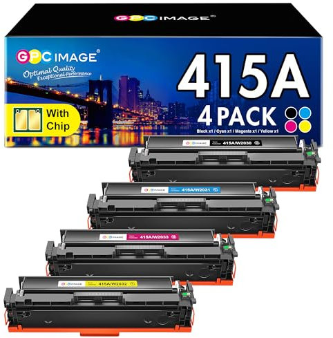 GPC IMAGE 415A Toner (Mit Chip) Kompatible für HP 415A Toner für HP 415A W2030A W2030X Color Laserjet Pro MFP M479fdw M479fdn M479fnw M479dw M479 M454dn M454dw (4er-Pack, Schwarz Cyan Gelb Magenta)