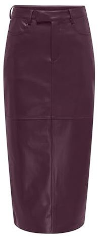 ONLY Faux Leather Long Skirt Onlverona CC Otw-Gonna Lunga in Finta Pelle, Mauve Wine, S Donna