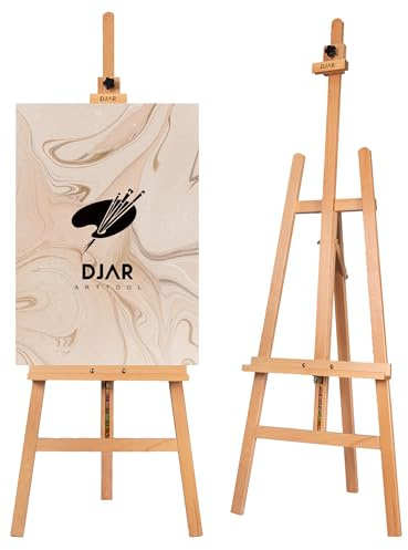 DJAR Adjustable Wooden Painting Art Easel Stand for Artists, Natural