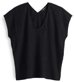 OPUS Damen Kurzarmshirt | Jerseyshirt SIRUKUS Structure Regular mit Crash Effekt Black, 38