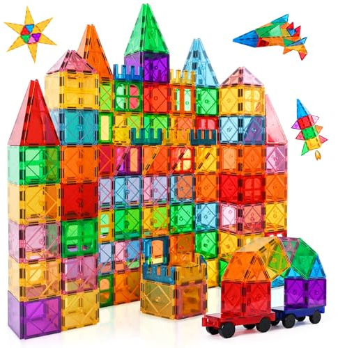 vatenick Magnetic Building Blocks Set 100PCS 3D Magnetic Blocks Tough Building Tiles Stem Toys Kids Christmas Birthday Gifts for Kids Ages 3 4 5 6 7 8 Year Old