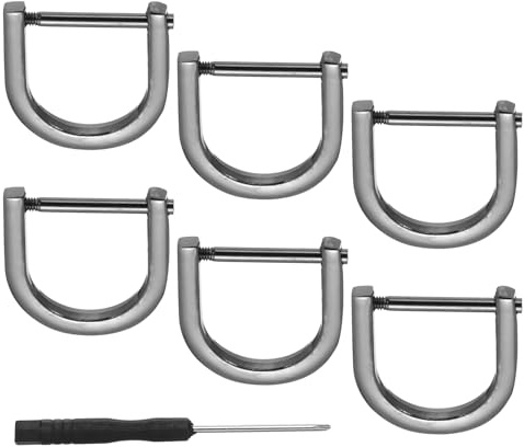 PATIKIL 13/16 D-Rings Screw in Shackle, 6 Pcs Horseshoe U Shape D Ring Zinc Alloy Semicircle Buckles Replacement for Purse Keychain Collar Accessories Craft, Black