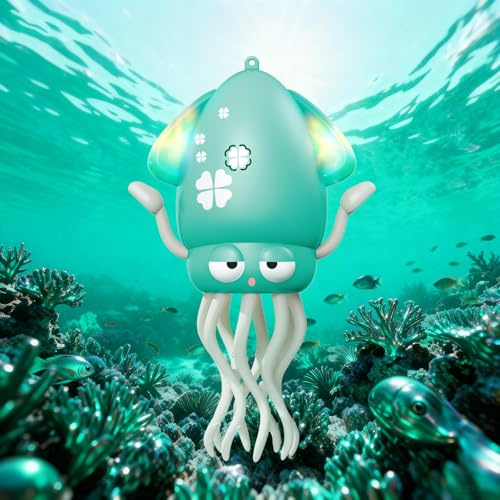 KJIXYUNG Dancing & Crawling Octopus Toy with LED Lights and Music - Automatic Swinging Musical Interactive Toy，Fun Birthday Gift (Cyan)