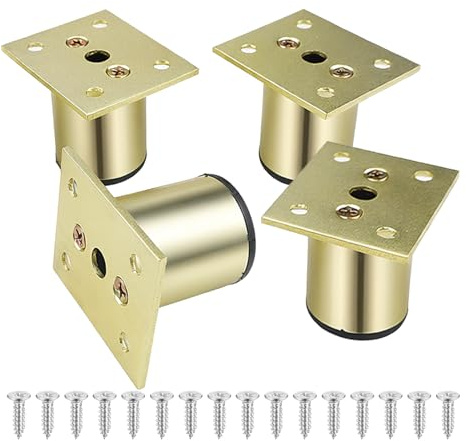 XxinXrong 4 piedini per mobili regolabili in altezza, in alluminio, 5 cm, area di regolazione, piedini per armadi, piedi, per divano, scrivania (colore oro)