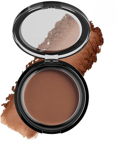 Matte Bronzer Powder, Deep Brown Face Contour Compact, Buildable | Silky Ultra-Fine Powder, Buildable Matte Colour, Blends Smoothly, For Cheeks, Nose, Jawline and Hairline, Day or Evening Wear
